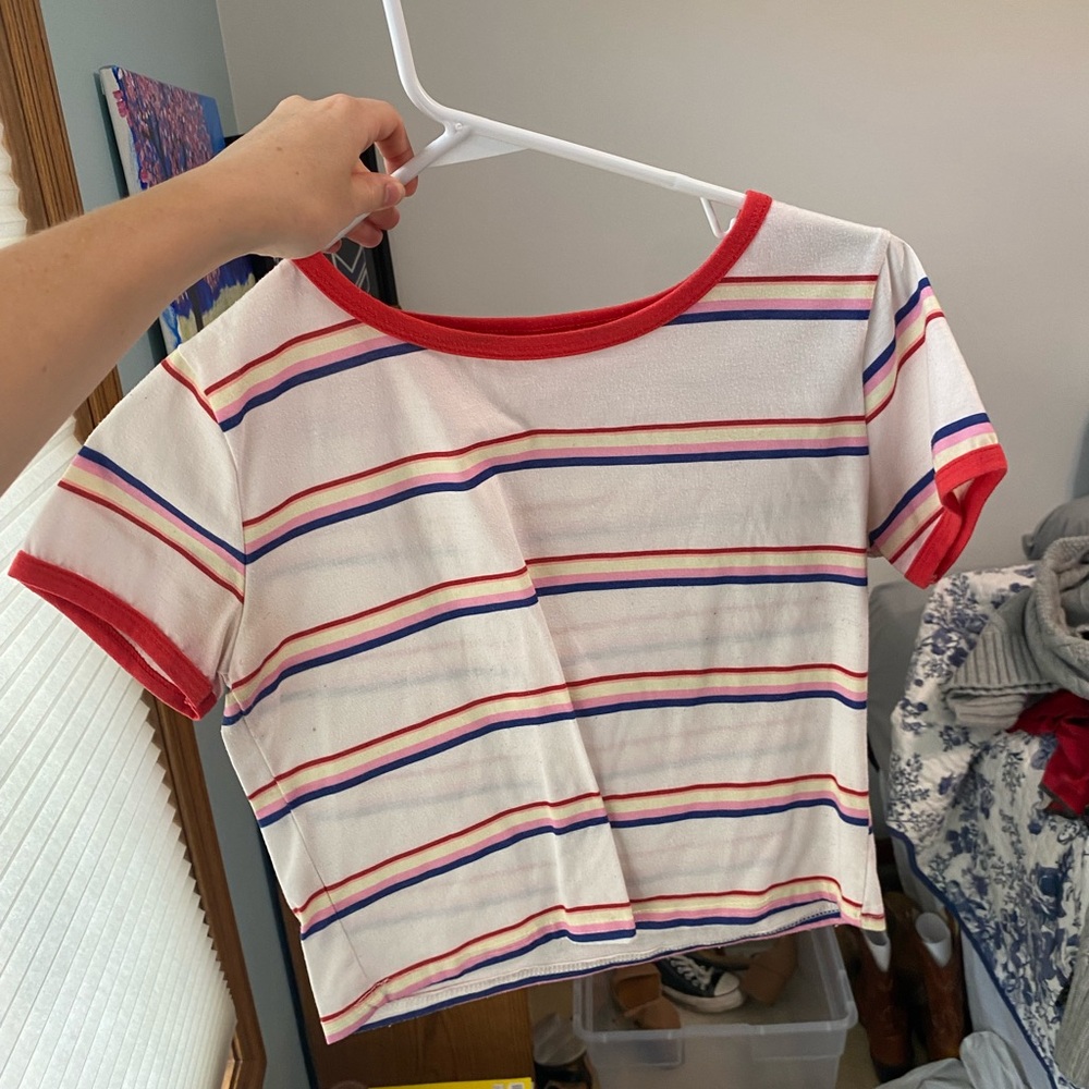 Striped cropped shirt
